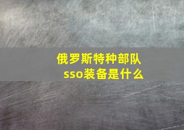 俄罗斯特种部队sso装备是什么