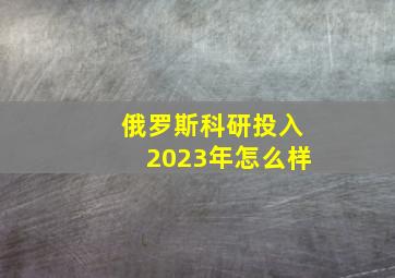 俄罗斯科研投入2023年怎么样