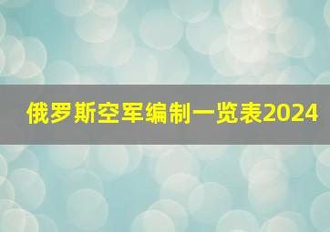 俄罗斯空军编制一览表2024