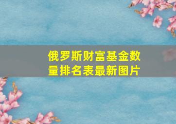 俄罗斯财富基金数量排名表最新图片