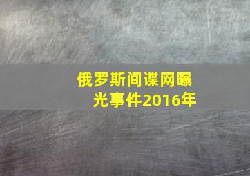 俄罗斯间谍网曝光事件2016年