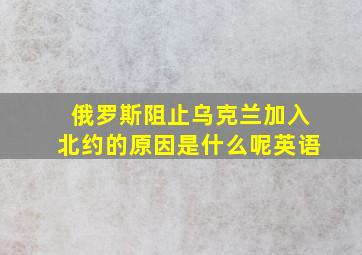 俄罗斯阻止乌克兰加入北约的原因是什么呢英语