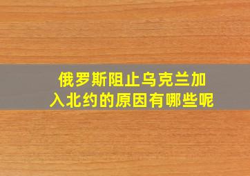 俄罗斯阻止乌克兰加入北约的原因有哪些呢