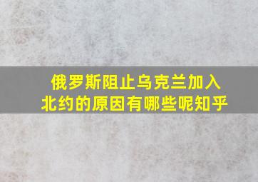 俄罗斯阻止乌克兰加入北约的原因有哪些呢知乎