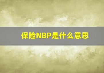 保险NBP是什么意思