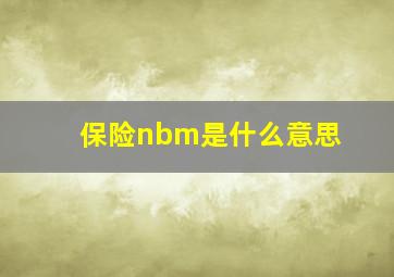 保险nbm是什么意思