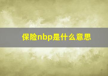 保险nbp是什么意思