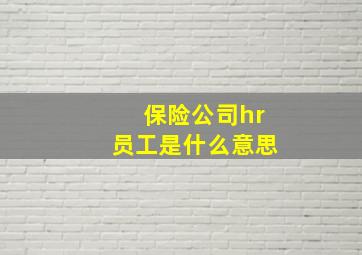 保险公司hr员工是什么意思