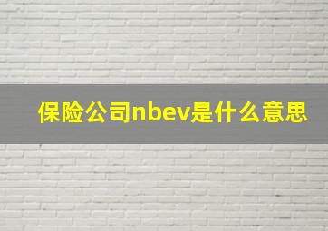 保险公司nbev是什么意思