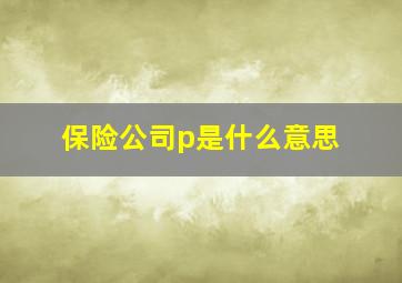 保险公司p是什么意思