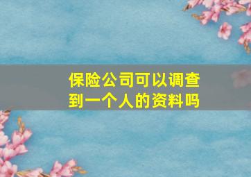 保险公司可以调查到一个人的资料吗