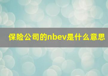 保险公司的nbev是什么意思