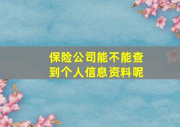 保险公司能不能查到个人信息资料呢