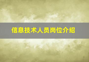 信息技术人员岗位介绍