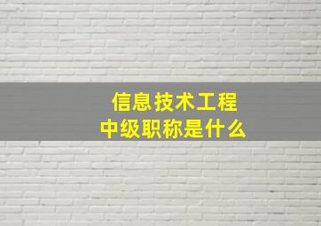 信息技术工程中级职称是什么