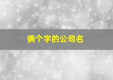 俩个字的公司名