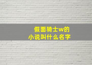 假面骑士w的小说叫什么名字