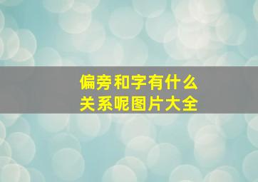 偏旁和字有什么关系呢图片大全