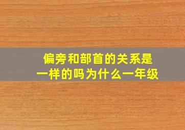 偏旁和部首的关系是一样的吗为什么一年级