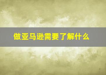 做亚马逊需要了解什么