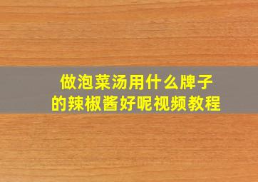 做泡菜汤用什么牌子的辣椒酱好呢视频教程