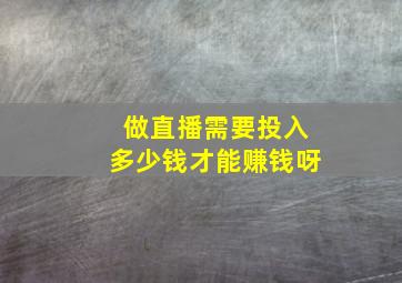 做直播需要投入多少钱才能赚钱呀