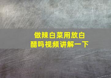 做辣白菜用放白醋吗视频讲解一下