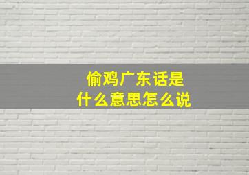 偷鸡广东话是什么意思怎么说