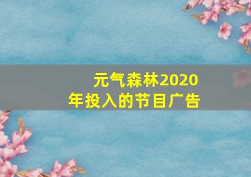 元气森林2020年投入的节目广告