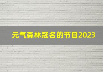 元气森林冠名的节目2023