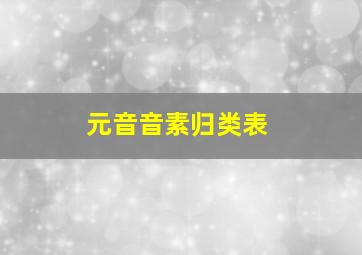 元音音素归类表