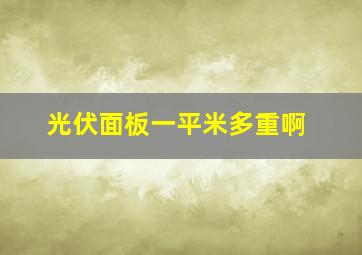 光伏面板一平米多重啊