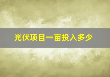 光伏项目一亩投入多少