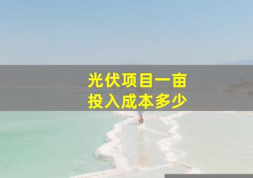 光伏项目一亩投入成本多少