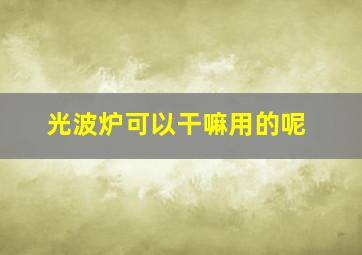 光波炉可以干嘛用的呢