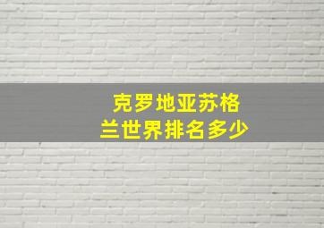 克罗地亚苏格兰世界排名多少