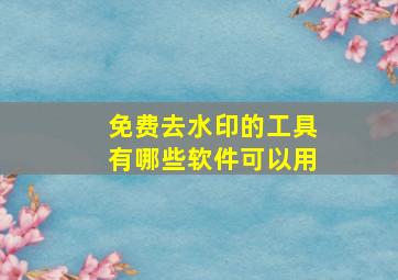 免费去水印的工具有哪些软件可以用