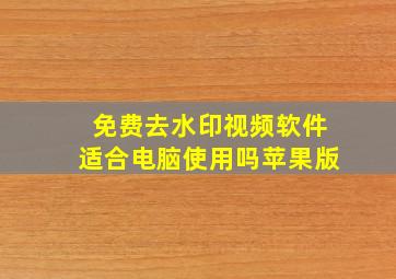 免费去水印视频软件适合电脑使用吗苹果版