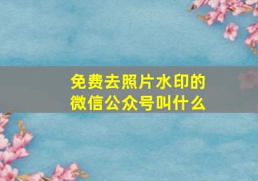 免费去照片水印的微信公众号叫什么