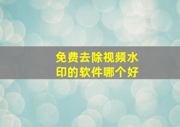 免费去除视频水印的软件哪个好