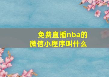 免费直播nba的微信小程序叫什么