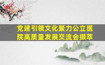 党建引领文化聚力公立医院高质量发展交流会撷萃