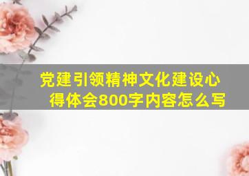 党建引领精神文化建设心得体会800字内容怎么写