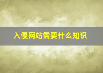 入侵网站需要什么知识