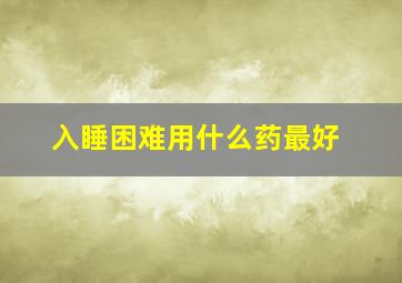 入睡困难用什么药最好