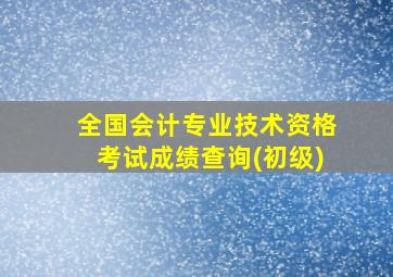 全国会计专业技术资格考试成绩查询(初级)