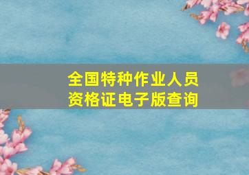 全国特种作业人员资格证电子版查询