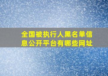 全国被执行人黑名单信息公开平台有哪些网址