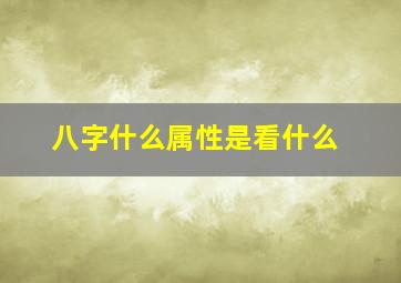 八字什么属性是看什么