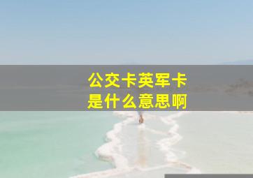 公交卡英军卡是什么意思啊